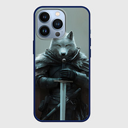 Чехол для iPhone 13 Pro Волк и меч, цвет: 3D-тёмно-синий