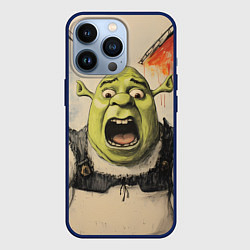 Чехол для iPhone 13 Pro Шрек в панике, цвет: 3D-тёмно-синий