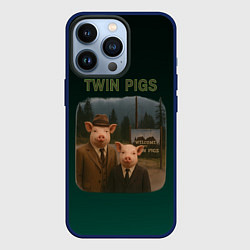 Чехол для iPhone 13 Pro Twin Pigs пародия, цвет: 3D-тёмно-синий