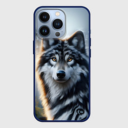 Чехол для iPhone 13 Pro Морда волка - Россия, цвет: 3D-тёмно-синий