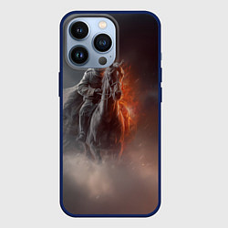 Чехол для iPhone 13 Pro Всадник на лошади из тумана, цвет: 3D-тёмно-синий