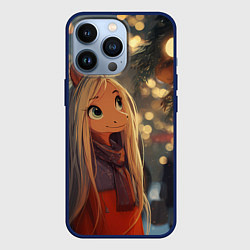Чехол для iPhone 13 Pro Новогодняя лошадка, цвет: 3D-тёмно-синий