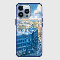 Чехол для iPhone 13 Pro Зимний утренний Питер, цвет: 3D-тёмно-синий