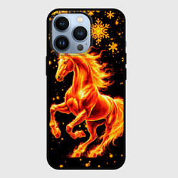 Чехол для iPhone 13 Pro Пылающая лошадь, цвет: 3D-черный
