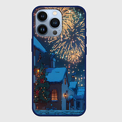 Чехол для iPhone 13 Pro Праздничный новогодний салют, цвет: 3D-тёмно-синий