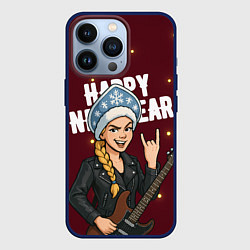 Чехол для iPhone 13 Pro Снегурочка рокерша, цвет: 3D-тёмно-синий