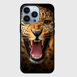 Чехол для iPhone 13 Pro Рык леопарда, цвет: 3D-черный