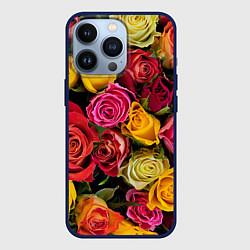 Чехол для iPhone 13 Pro Ассорти из роз, цвет: 3D-тёмно-синий