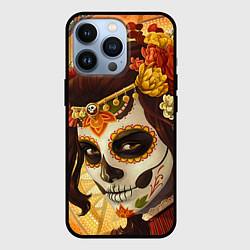 Чехол для iPhone 13 Pro Девушка. Сахарный череп, цвет: 3D-черный