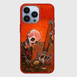 Чехол для iPhone 13 Pro Скелет с гитарой, цвет: 3D-красный