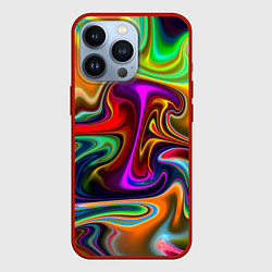 Чехол для iPhone 13 Pro Неоновые разводы, цвет: 3D-красный