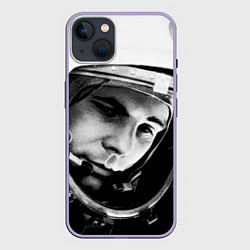 Чехол для iPhone 14 Plus Гагарин космонавт, цвет: 3D-серый