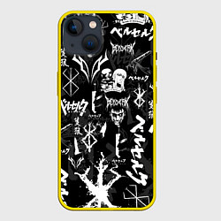 Чехол для iPhone 14 Plus BERSERK SYMBOL LOGO БЕРСЕРК СИМВОЛИКА ПАТТЕРН, цвет: 3D-желтый