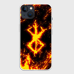 Чехол для iPhone 14 Plus БЕРСЕРК ОГНЕННОЕ КЛЕЙМО ГАТСА, цвет: 3D-белый