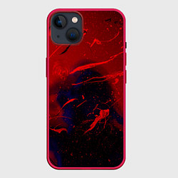 Чехол для iPhone 14 Plus Абстрактная краски и фигура - Красный, цвет: 3D-малиновый