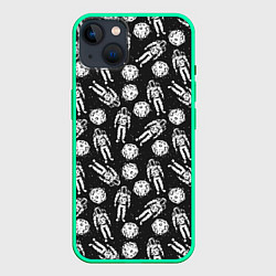 Чехол для iPhone 14 Plus Космонавт и планета, цвет: 3D-мятный