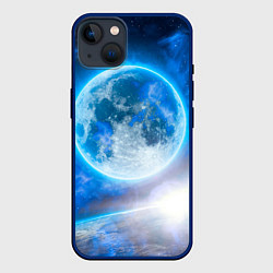 Чехол для iPhone 14 Plus Планета сияет, цвет: 3D-тёмно-синий