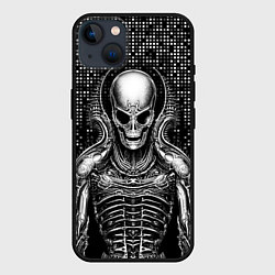 Чехол для iPhone 14 Plus Скелет пришельца, цвет: 3D-черный