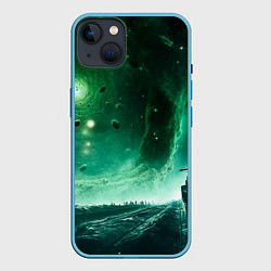 Чехол для iPhone 14 Plus Космическая буря, цвет: 3D-голубой