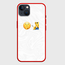 Чехол для iPhone 14 Plus Мьюнинг эмодзи, цвет: 3D-красный