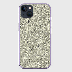 Чехол для iPhone 14 Plus Смайл и человечки, цвет: 3D-серый