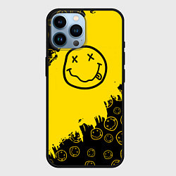 Чехол для iPhone 14 Pro Max Nirvana Smile Нирвана Рваный Паттерн, цвет: 3D-черный