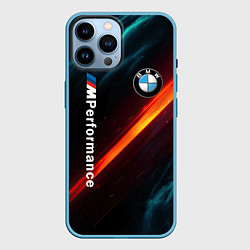 Чехол для iPhone 14 Pro Max BMW M PERFORMANCE NEON БМВ М НЕОН, цвет: 3D-голубой