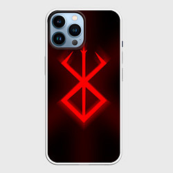 Чехол для iPhone 14 Pro Max БЕРСЕРК КРАСНОЕ КЛЕЙМО СВЕЧЕНИЕ BERSERK, цвет: 3D-белый