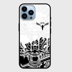 Чехол для iPhone 14 Pro Max WALHALLA TEAM НА СПИНЕ БЕЛЫЙ ДРАКОН, цвет: 3D-черный