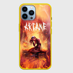 Чехол для iPhone 14 Pro Max JINX В ОГНЕ, АРКЕЙН LEAGUE OF LEGENDS, цвет: 3D-желтый