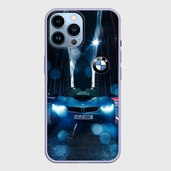 Чехол для iPhone 14 Pro Max Бэха на ночной дороге попала под ливень, цвет: 3D-светло-сиреневый