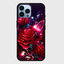 Чехол для iPhone 14 Pro Max Розы с огоньками, цвет: 3D-черный