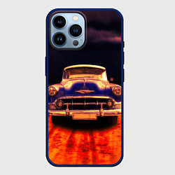 Чехол для iPhone 14 Pro Max Классический американский автомобиль Chevrolet 210, цвет: 3D-тёмно-синий