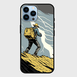 Чехол для iPhone 14 Pro Max Дурак на горе ловит молнию, цвет: 3D-черный