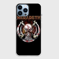 Чехол для iPhone 14 Pro Max Megadeth - боевой череп, цвет: 3D-белый