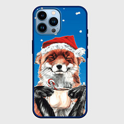 Чехол для iPhone 14 Pro Max Рождественский свитер с лисой, цвет: 3D-тёмно-синий