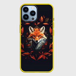 Чехол для iPhone 14 Pro Max Арт осенняя лиса, цвет: 3D-желтый