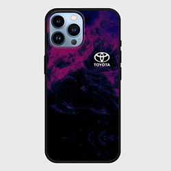 Чехол для iPhone 14 Pro Max Тойота на фоне сиреневого дыма, цвет: 3D-черный