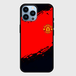 Чехол для iPhone 14 Pro Max Manchester United colors sport, цвет: 3D-черный