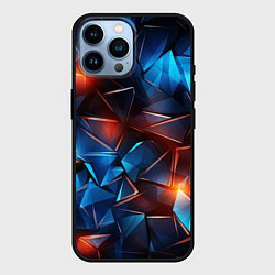 Чехол для iPhone 14 Pro Max Синие и красные осколки стекла, цвет: 3D-черный