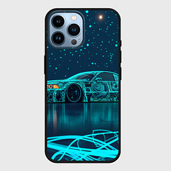 Чехол для iPhone 14 Pro Max BMW неоновый фон, цвет: 3D-черный