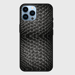 Чехол для iPhone 14 Pro Max Черная кожа, цвет: 3D-черный