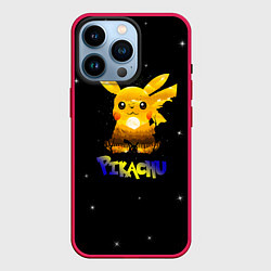 Чехол для iPhone 14 Pro Пикачу, цвет: 3D-малиновый