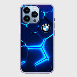 Чехол для iPhone 14 Pro BMW LOGO 3Д ПЛИТЫ ГЕОМЕТРИЯ, цвет: 3D-светло-сиреневый