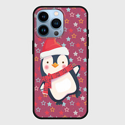 Чехол для iPhone 14 Pro Пингвин в звездах, цвет: 3D-черный