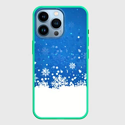 Чехол для iPhone 14 Pro Снежинки - С Новым Годом, цвет: 3D-мятный