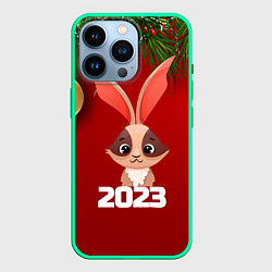 Чехол для iPhone 14 Pro Кролик 2023, цвет: 3D-мятный