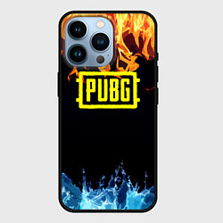 Чехол для iPhone 14 Pro PUBG online битва огня и льда, цвет: 3D-черный
