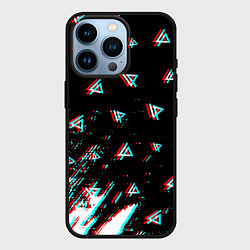 Чехол для iPhone 14 Pro Linkin park glitch patern, цвет: 3D-черный