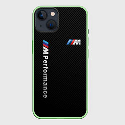 Чехол для iPhone 14 BMW M PERFORMANCE CARBON КАРБОН, цвет: 3D-салатовый